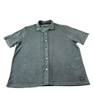 Rag & Bone Green Metal Button Men's Terrycloth Lounge Shirt Size XL